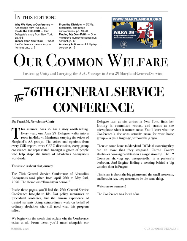 Our Common Welfare - Summer 2026